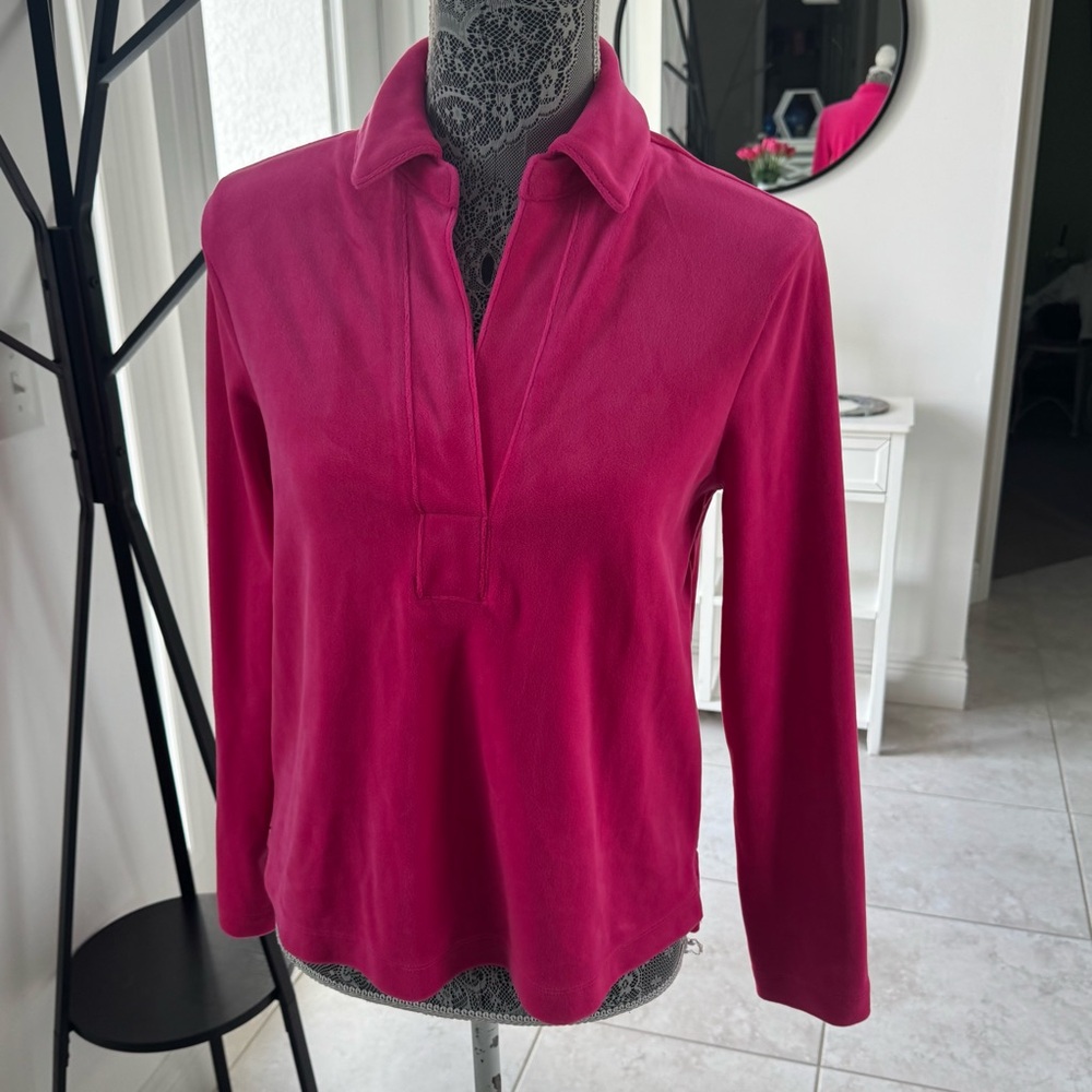 Lilly Pulitzer Pink Fitted Button Down Polo Top
